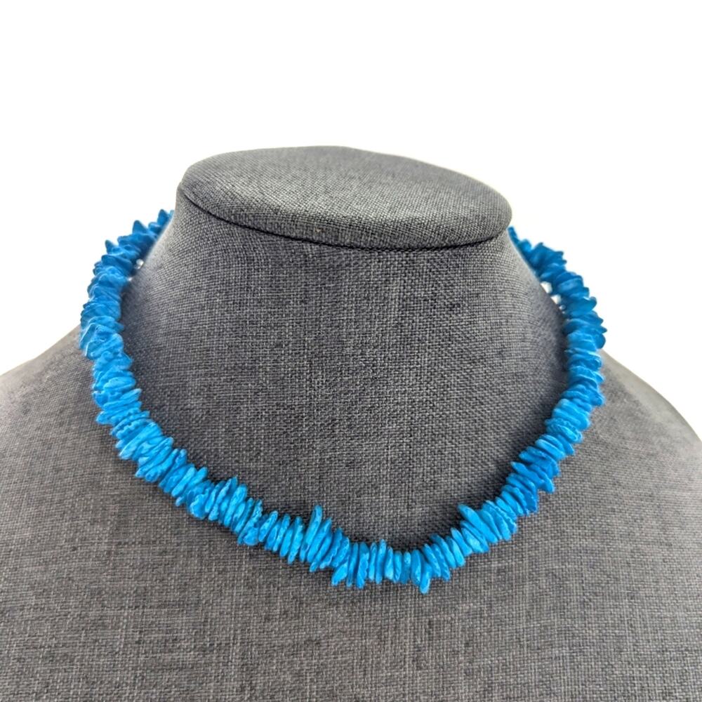 Vintage 90s Y2K Dyed Shell Surfer Beach Summer Choker Style Coastal Necklace